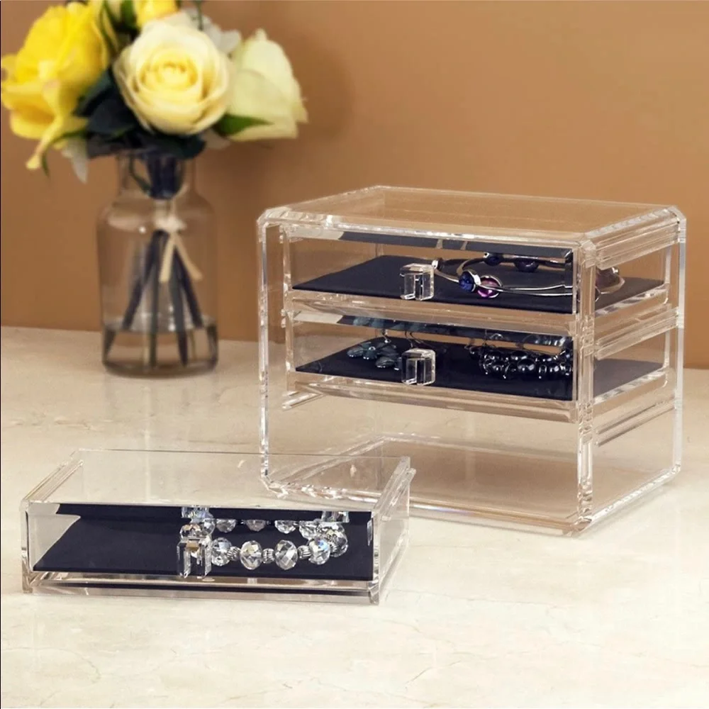 Acrylic Jewelry Chest with Three Drawers